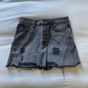 Free People Black Wash Jean Skirt